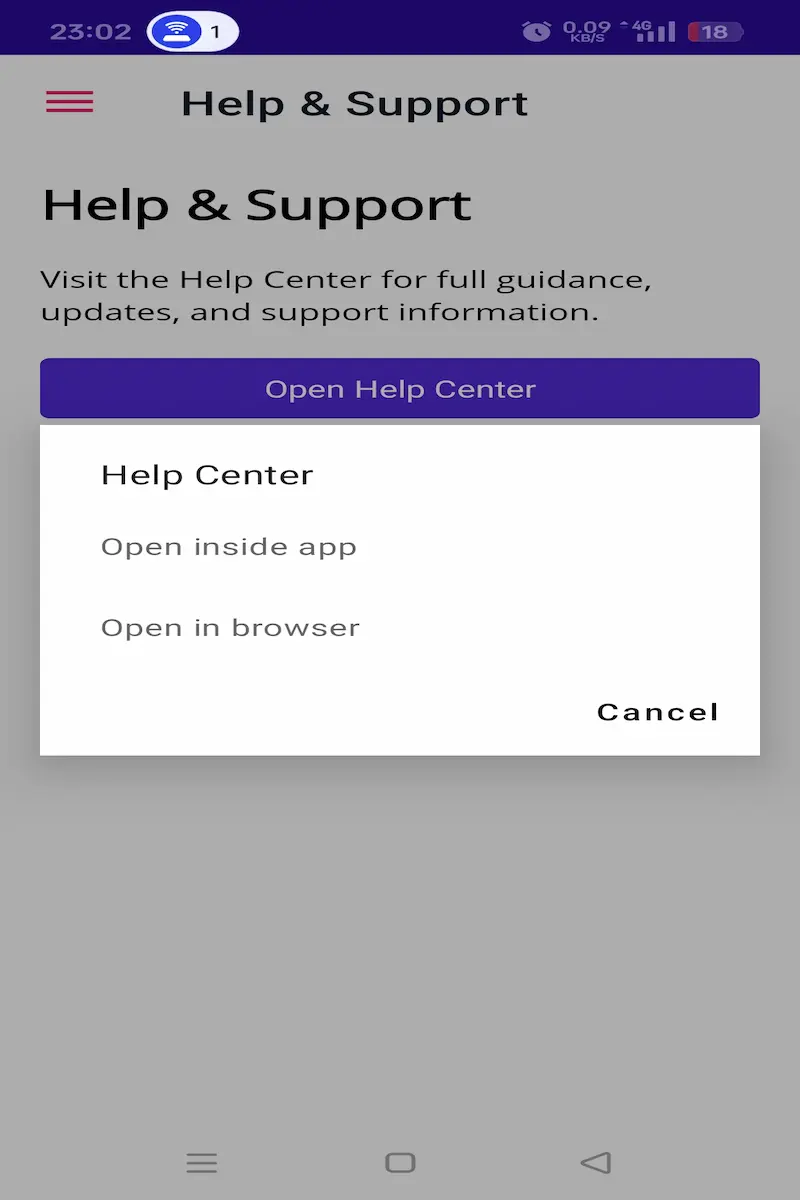 Patient help center screen with support resources for appointment request workflows.