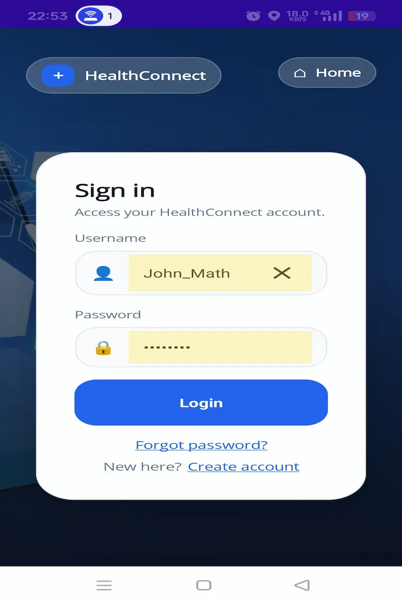 Professional login page for healthcare appointment coordination access.